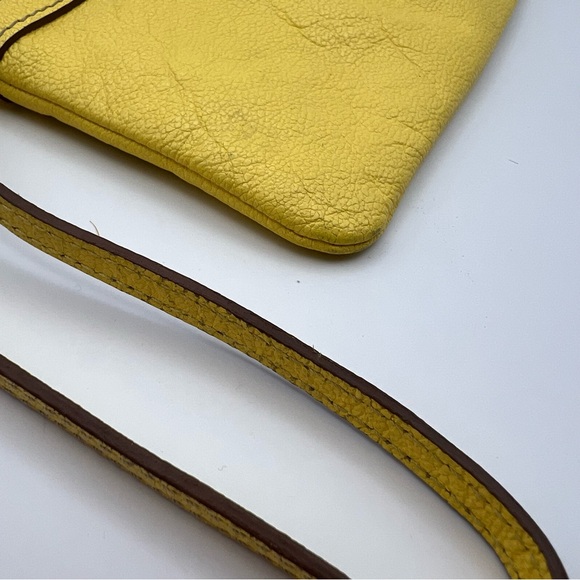 Dooney @ Bourke yellow supple pebbled leather wristlet or convert to mini purse - Picture 7 of 8